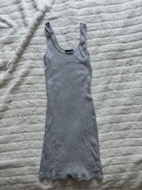 Ribbed Tank Dress in Heather Gray
